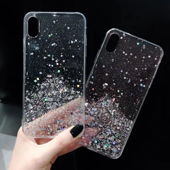 KONSMART Huawei P smart 2021 Case Luxury Glitter Star Silikonowa miękka pokrywa tylna Y7A 2020 Cute Clear TPU Protection Phone Case