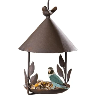 Karmnik dla ptaków Bird Outdoor Iron Rainproof Windproof Hanging Style Feeder for Various Pet Birds Feeding Supplies