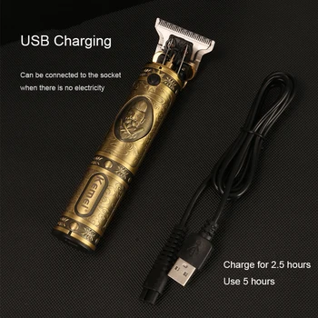 Kemei Metal Hair Clipper 10 W elektryczny trymer do włosów USB Chraging pielęgnacja włosów profesjonalny trymer do brody układanie fryzury