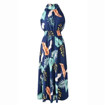 Kobiet wokół szyi sukienka wakacje z nadrukiem damskie bez rękawów partia strój plażowy estetyczny nadruk moda rozmiar S-XL Vestido
