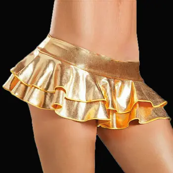 Kobiety Sexy Błyszczące Mikro Mini Spódniczki Partia Warstwa Wzburzyć Bodycon Spódnica Dna Letnia Impreza Klubowa Krótkie Mini Plisowana Spódnica