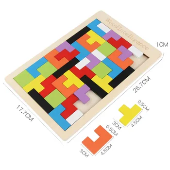 Kolorowy Drewniany Tangram Brain Teaser Puzzle Toy Game Cube Przedszkole Magia Inteligentne Montessori Dla Dzieci Zabawki Dla Dzieci