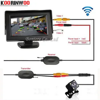 Koorinwoo Parking Assist 2.4 G Wireless 4.3 Inch TFT LCD Mirror Monitor Car Rear view camera Reverse Night Vision Nights Sensor
