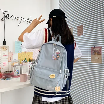 Koreański styl plecak dla kobiet Ins sprzedaż codzienny prosty boczne kieszenie retro Harajuku szkolna torba studenci pary plecak nowy