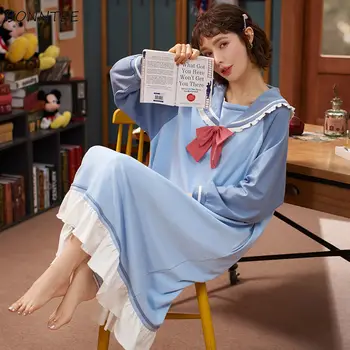 Koszule Nocne Damskie Piżamy Patchwork Kawaii Koreański Styl Luźna Wypoczynek Słodki Ulzzang Studenci Domowa Odzież Noc Modne Świeże