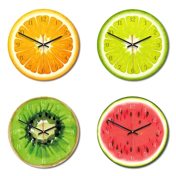 Kreatywne Soki Zegar Ścienny Lime Modern Kitchen Clock Watch Home Decor Living Room Clock Tropical Fruit Wall Art Zegar
