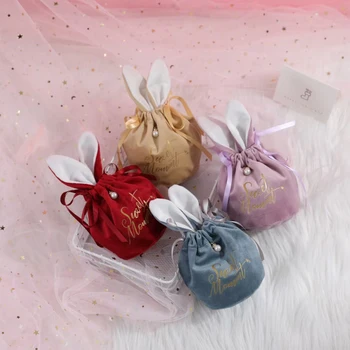 Królik фланелевый prezent torba kreskówka zwierząt bawełna niestandardowe opakowania pudełka z logo pudełka czekoladek do ślubu rzecz Baby Shower Party