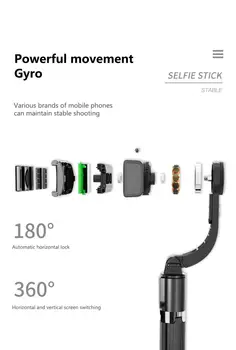 L08 Bluetooth Handheld Gimbal Stabilizer telefon komórkowy Selfie Stick Holder regulowana film Selfie Stand dla ipad/iPhone / Huawei