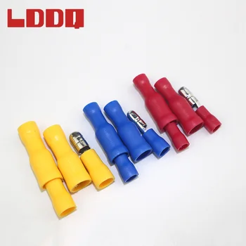 LDDQ 100szt różne kula tyłek crimp terminal 20 par czerwony 20 par niebieski 10 par żółty całkowicie izolowany przewód złącze wysokiej jakości