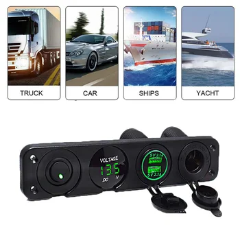 LED Dual USB Socket Charger 4.2 A ON-OFF Toggle Switch Panel 4 Hole Panel Switch for Car Marine Boat Camper