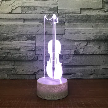 LED Skrzypce 3D stołowa lampa USB 7 kolorów zmiana instrumentów muzycznych nocne dzieci śpią oświetlenie prezent, wystrój domu
