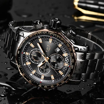 LIGE japońskie zegarki sportowe męskie mody zegarek sportowy wodoodporny ze stali zegarki męskie Kwarcowy zegarek chcesz męski Relogio Masculino
