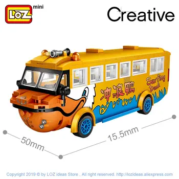 LOZ Mini Blocks Surf Duck Amphibious Bus Duck Boat Travel Car Model zabawki edukacyjne dla dzieci mini budowlane cegły prezenty DIY