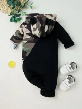 LZH 2021 szyć Baby Girl ubrania wiosna kamuflaż body dla niemowląt z długim rękawem dla niemowląt chłopców suwaki moda ubrania dla dzieci