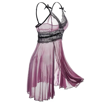 Lady Flirty Lace Kwacze Full Dress G-String Nightie Large Size Sleepwear Intimates Sexy Women Underwear Set Langerie