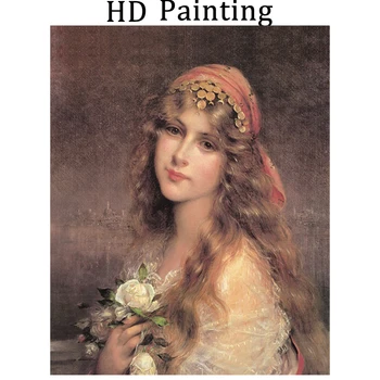 Laeacco płótnie piękna Księżniczka malarstwo ścienna kaligrafia sztuka HD obraz do salonu retro plakaty i druki wystrój domu