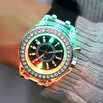 Lampy fluorescencyjne osobowość Diament Led jelly moda chłopcy i dziewczęta zegarek chronograf dokładne zegarek kwarcowy wyśmienita jakość wykonania