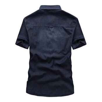 Letnia Jeansowa Koszula Mężczyźni 2020 Nowy Bawełna Umyć Niebieski Z Krótkim Rękawem Kowbojski Koszula Męska, Markowe Ciuchy