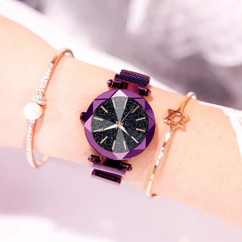 Luksusowe różowe złoto zegarek damski gwiaździste niebo magnetyczne kobiet zegarek wodoodporny rhinestone zegarek relogio feminino montre femme