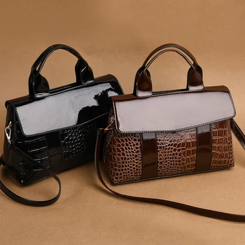 Luksusowe torebki damskie z dwóch części markowe skórzane torby damskie krokodyli wzór torba do Lady moda na ramię Crossbody bag