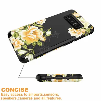 Luksusowy 3 w 1 twarde etui do Samsung Note 8 9 S9 10Plus pokrywa telefonu kwiatowy wzór wzór PC silikonowe odporne na wstrząsy etui