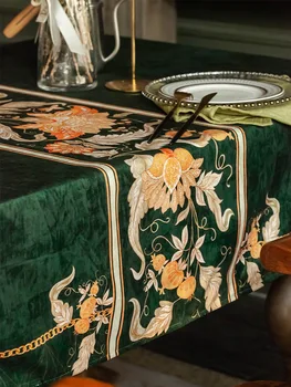 Luksusowy, wysokiej klasy obrus ciemno-zielony aksamit retro wodoodporna obrus prostokątny obrus Świąteczny wystrój domu