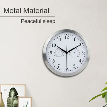 MAX HOME Modern Wall Clock Home Decor salon igła okrągły zegar ścienny z termometrem higrometr 12 cali zegarek