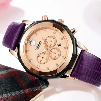 MEGIR Women Fashion Red Quartz Watch Lady Chronograph Leather wysokiej jakości dorywczo wodoodporny zegarek luksusowy prezent dla żony