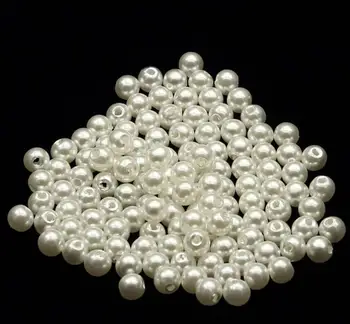 MHS. SUN Loose 3mm-30mm Raindom Pearl White Color ABS okrągłe plastikowe symulacyjne perłowe koraliki do dekoracji biżuterii i odzieży