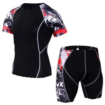 MMA рашгард Muay Thai koszulka spodenki strój drukowany oddychająca elastyczna złączka zaciskowa MMA krótki bokserski Jersey fitness siłownia szkolenia