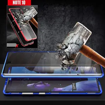 Magnetyczny Samsung Samsung Galaxy Note 10 Plus Podwójny Boczny Szkło Hartowane Metalowa Pokrywa Dla Samsung Galaxy Note 8 9 S10