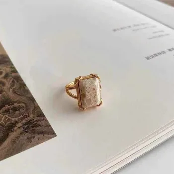 Minar minimalistyczny prostokąt kamień Urok pierścienie dla kobiet Kobieta 2021 złoty kolor stopu geometryczne regulowane otwarte pierścień biżuteria