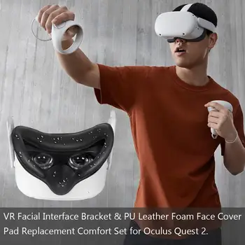 Miękki PU pot-dowód pianki Eye Pad oddychający pokrowiec na oko Oculus Quest2 Case Frame Cover Pad Black VR zestaw słuchawkowy akcesoria 2021