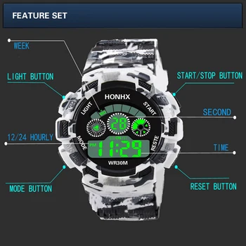 Moda moro obuwie sportowe podświetlenie budzik data tydzień cyfrowy zegarek wodoodporny zegarek dla mężczyzn