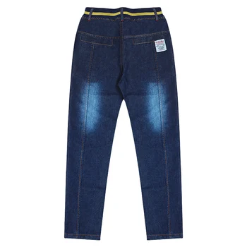 Moda nastolatek chłopcy spodnie czysty kolor jeans niebieskie spodnie dla dzieci elastyczny pas stretch denim odzież od 8 do 16 lat chłopiec odzież
