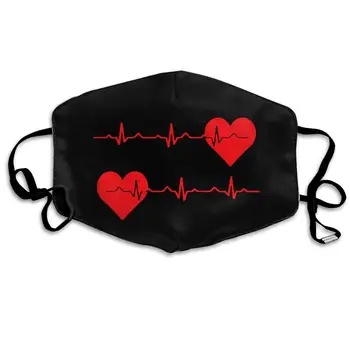 Moda unisex anty-kurz połowa twarzy usta Maska pielęgniarka czerwony miłość, Serce, bicie serca EKG czarny
