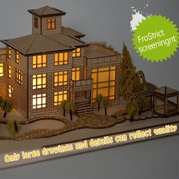 Model Willa dom zabawki drewniane, materiały montaż piasek stół budowa DIY produkcja domy drewniane kabina pociąg prezenty dla dzieci
