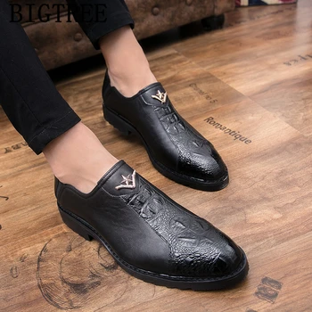 Mokasyny męskie buty skórzane czarne sukienki 2020 krokodyli buty męskie klasyczne brązowe sukienki eleganckie buty dla mężczyzn suknia poślizgu