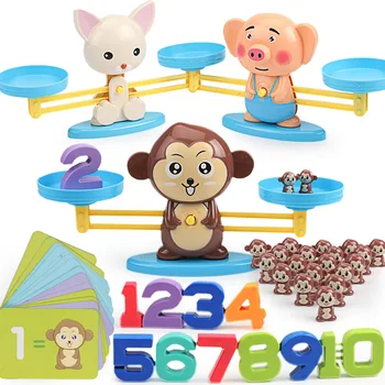 Montessori Matematyka Figurka Zwierzęcia Cyfrowy Równowagę Waga Zabawki Edukacyjne Równoważące Waga Pokój Gra Planszowa Dla Dzieci W Wieku Przedszkolnym Zabawki
