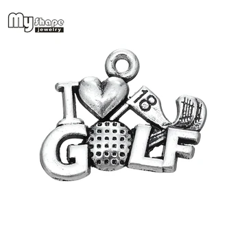 My shape 30szt Metal Word Golf Ball I Love Golf Accessory Charm Jewelry