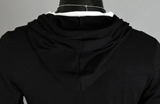 Męski wełniany sweter z kapturem średniej długości jednolity V-neck z długim rękawem Jesień-Zima elastyczny męski casual sweter