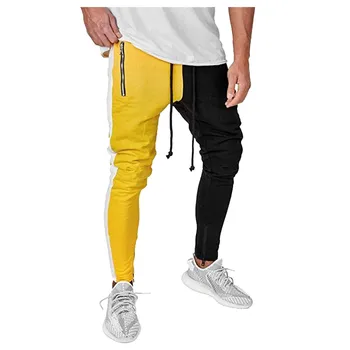 Męskie męskie hip-hop spodnie w paski casual oddychające luźne długie spodnie jeans moda slim sportowy kieszeni nogi spodnie