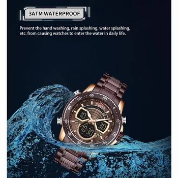 NAVIFORCE nowe męskie sportowe zegarki top marki luksusowych pełna stal zegarek kwarcowy męski wodoodporny duża tarcza zegarka mężczyzna Relogio Masculino