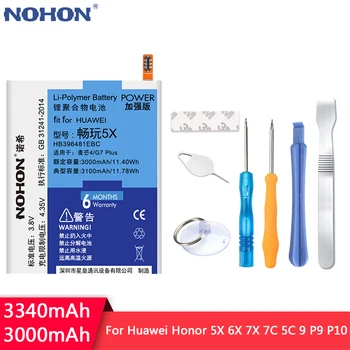 NOHON dla Huawei Honor 5X 6X 7X 5C 7C 9 P9 P10 wymienna bateria HB396481EBC HB366481ECW HB386280ECW Maimang 4 5 6 bateria