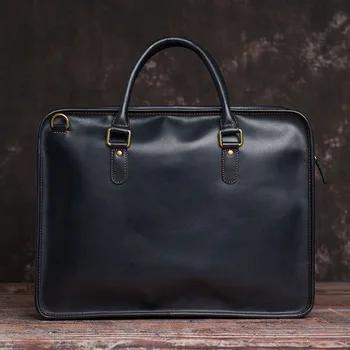 NUPUGOO casual męski portfel ze skóry naturalnej Biznesowa męska torba o dużej pojemności torba na ramię do 15,6 calowego laptopa torby biurowe