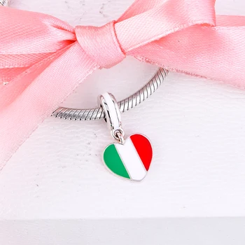 Nadaje się do Pandora charms bransoletki 925 srebro biżuteria Włochy serce flaga koraliki Darmowa wysyłka