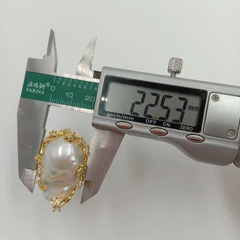 Natura słodkowodne perły pierścionek, duży barokowa perła pierścionek .20x30 mm perły