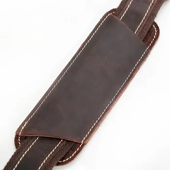 Naturalna skóra i tkanina Oxford pasek na ramię do torby hotelowego barku ciemno-brązowy wysokiej jakości