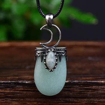 Naturalny Ametyst Księżyc wkładka koń oczu blask kamień płaski Kryształ wisiorek naszyjnik prezent biżuteria DIY