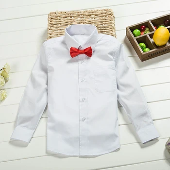 New Boys White Shirt Bow -tie Boys Dress Shirts Highquality Chemise Garcon De Marque Boys Shirts 6BBL120